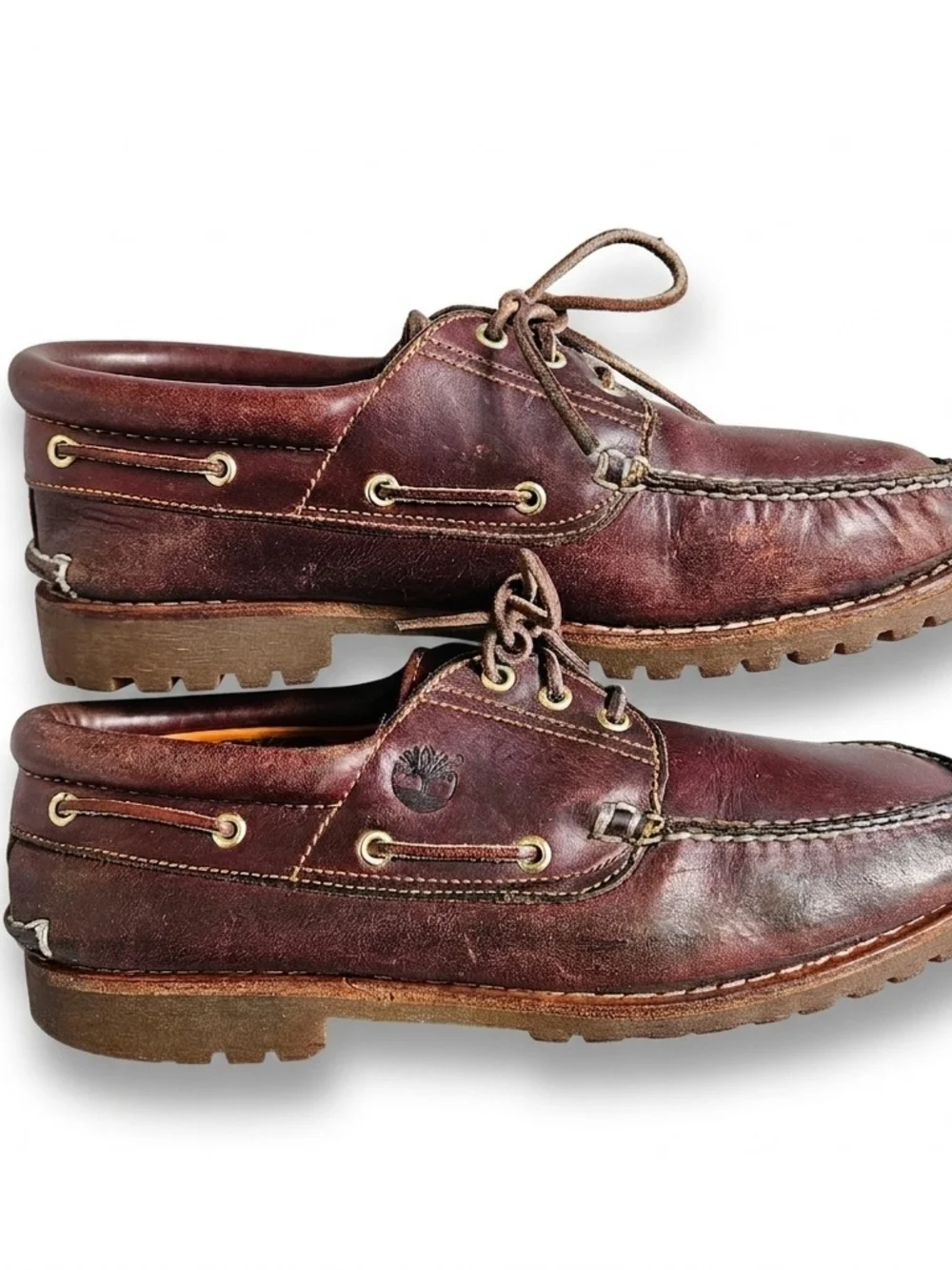 Timberland 3-Eye Classic Lug Burgundy Leather Boat Shoes Men Size 12